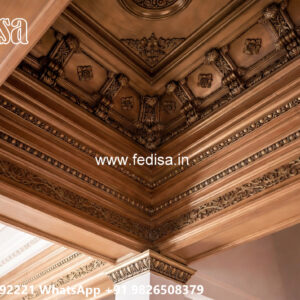 Wooden Classic Ceiling Design False Ceiling Design For Bedroom Indian With Fan No-13329