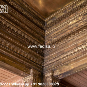 Wooden Classic Ceiling Design 4 Fan Pop Design No-13380