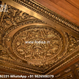 Wooden Classic Ceiling Design Pop Design With Color No-13459