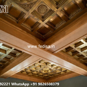 Wooden Classic Ceiling Design Modern False Ceiling Design For Hall With Two Fans No-13465