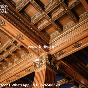 Wooden Classic Ceiling Design 4 Fan False Ceiling Design No-13488