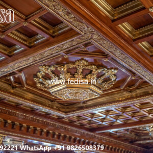 Wooden Classic Ceiling Design Corner Pop Design No-13517