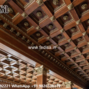 Wooden Classic Ceiling Design Two Fan False Ceiling Design No-13544