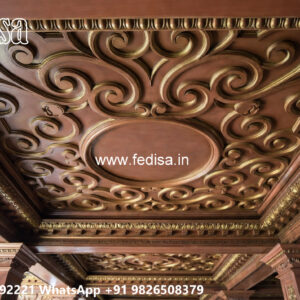 Wooden Classic Ceiling Design Pop Down Ceiling Design For Lobby No-13624