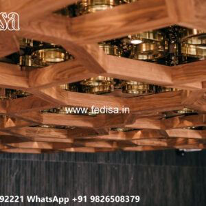 Wooden Classic Ceiling Design L Shape Pop Design No-13630