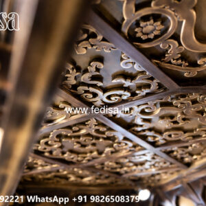 Wooden Classic Ceiling Design Pop Flower Design For Hall No-13692