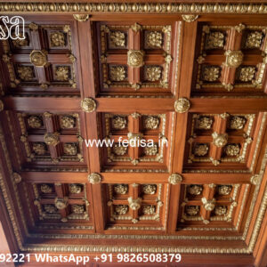 Wooden Classic Ceiling Design False Ceiling For Bedroom With Fan No-13714