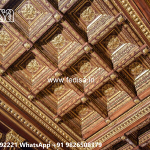 Wooden Classic Ceiling Design Round Pop Design No-13741