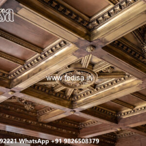 Wooden Classic Ceiling Design Pop Plus Minus Design For Balcony No-13760