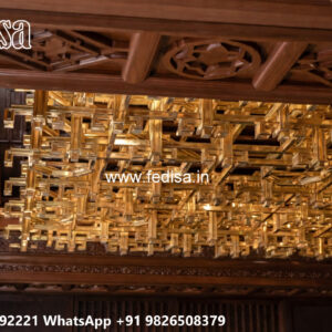 Wooden Classic Ceiling Design Double Fan False Ceiling Design No-13774