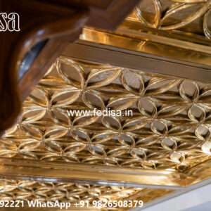 Wooden Classic Ceiling Design L Shape Hall False Ceiling Design No-13827