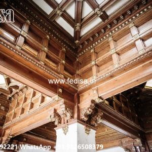 Wooden Classic Ceiling Design L Shape Hall Ceiling Design No-13915