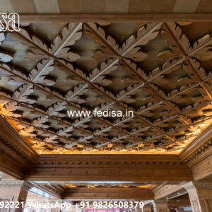 Wooden Classic Ceiling Design Pop Design For Rectangular Hall No-13927