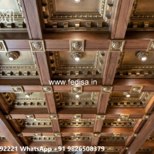 Wooden Classic Ceiling Design Simple False Ceiling Design For Hall With Two Fans No-13969