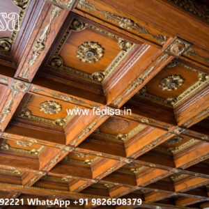 Wooden Classic Ceiling Design Main Entrance Ceiling Design No-13978