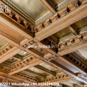 Wooden Classic Ceiling Design High Ceiling Bedroom Ideas No-14064