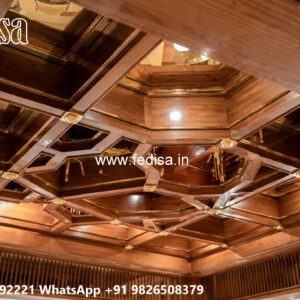 Wooden Classic Ceiling Design Pop Plus Minus Bedroom Design No-6103