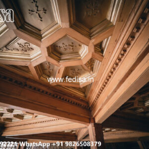 Wooden Classic Ceiling Design Drawing Room Plus Minus Pop Design No-6106