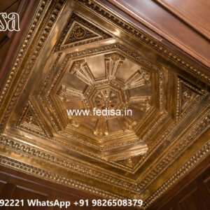 Wooden Classic Ceiling Design Half Pop Ceiling Design No-6108