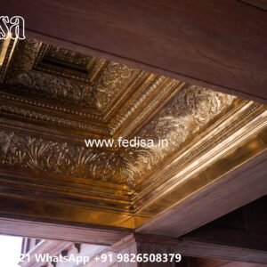 Wooden Classic Ceiling Design Pop Plus Minus Design Hall No-6116