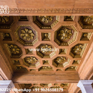 Wooden Classic Ceiling Design False Ceiling For L Shape Hall No-6176
