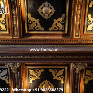 Wooden Classic Ceiling Design Plus Minus Bedroom Design No-6204