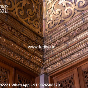 Wooden Classic Ceiling Design Ceiling Design For 2 Fans No-6219