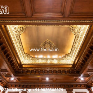 Wooden Classic Ceiling Design Pop Design For 10×16 Hall No-6242