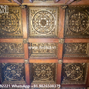 Wooden Classic Ceiling Design Master Bedroom Pop Ceiling No-6260