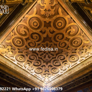 Wooden Classic Ceiling Design Pop Design Round Shape No-6273