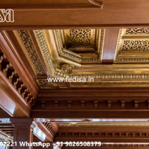 Wooden Classic Ceiling Design Pop Minus Plus Design For Hall No-6311