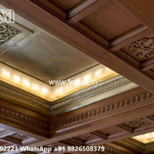 Wooden Classic Ceiling Design Interior Pop Design For Living Room No-6324