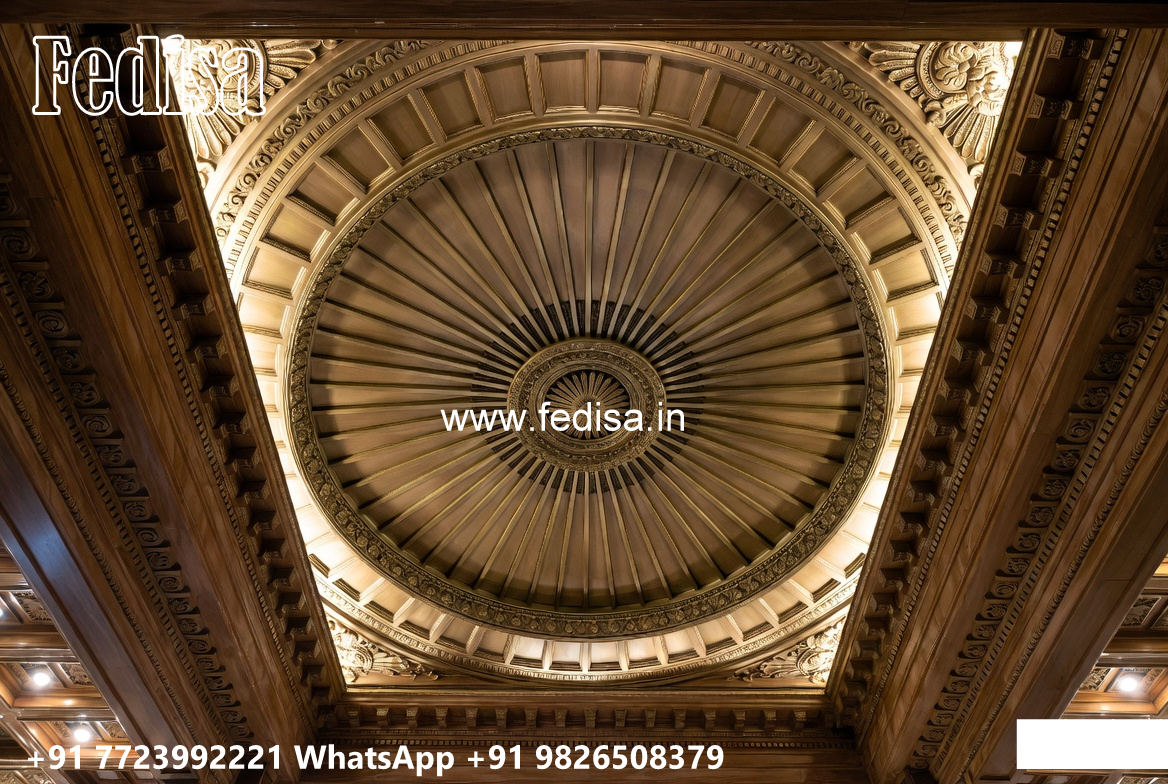 Wooden Classic Ceiling Design Long Lobby Pop Design No-6325