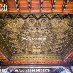 Wooden Classic Ceiling Design Pop Design For Couple Bedroom No-6341