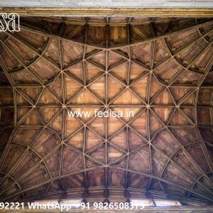 Wooden Classic Ceiling Design Double Fan Hall Pop Design No-6370