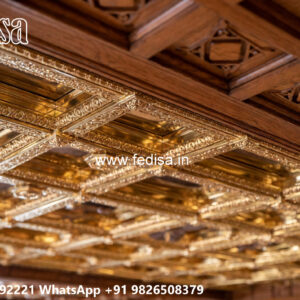 Wooden Classic Ceiling Design Bedroom Pop Color Design No-6376
