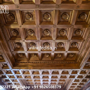 Wooden Classic Ceiling Design Drawing Room Pop Ceiling No-6382