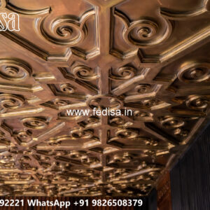 Wooden Classic Ceiling Design Pink Color Pop Design No-6391