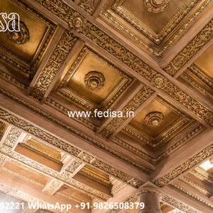 Wooden Classic Ceiling Design Pop Design With Wallpaper No-6419