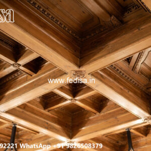Wooden Classic Ceiling Design Living Room False Ceiling Design For Hall With Two Fans No-6423