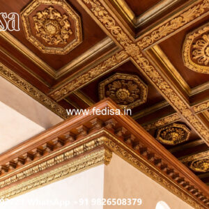 Wooden Classic Ceiling Design Living Room Pop Latest Design No-6465