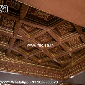 Wooden Classic Ceiling Design Pop Design For Bedroom No-6496