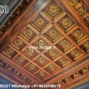 Wooden Classic Ceiling Design Fall Ceiling Design For Hall With Two Fans No-6581