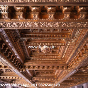 Wooden Classic Ceiling Design Two Fan Pop Design No-6882