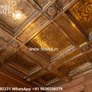 Wooden Classic Ceiling Design Hall Ceiling Design With Two Fans No-6893