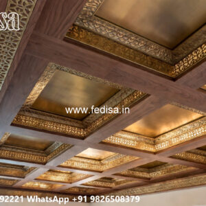 Wooden Classic Ceiling Design 3 Fan Pop Design No-6898