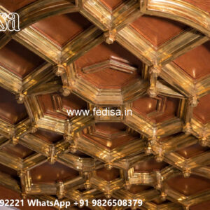 Wooden Classic Ceiling Design Pop Plus Minus Design For Lobby No-6902