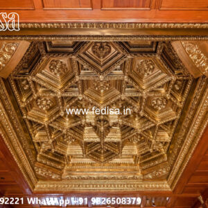 Wooden Classic Ceiling Design Pop Design For Hall With Two Fans No-6952