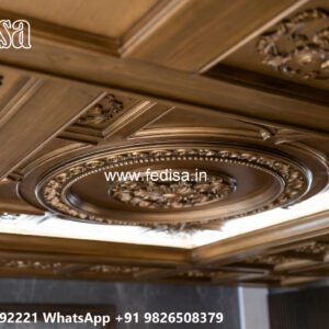 Wooden Classic Ceiling Design 3 Fan False Ceiling Design No-7006