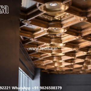 Wooden Classic Ceiling Design Pop Plus Minus Design For Hall No-7054